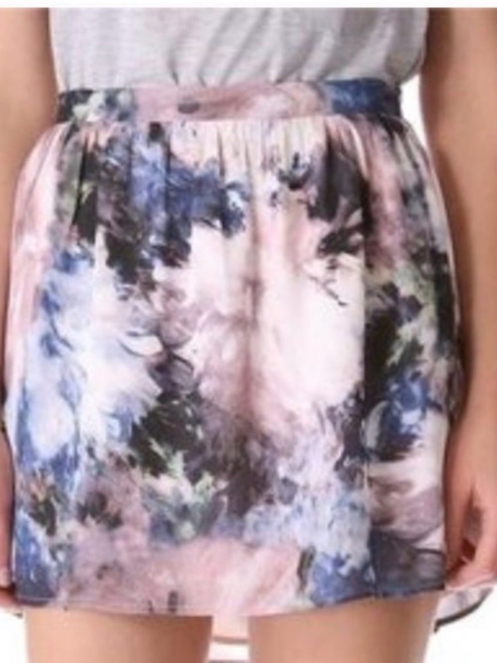 Haute Hippie Watercolor Tie-Dye Mini Skirt in Pink and Blue Size M 100% Silk - Picture 2 of 10